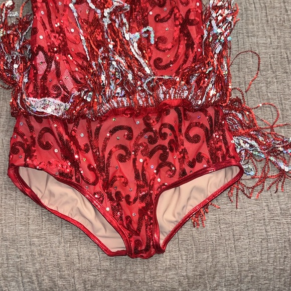 Red Sequin Halter Leotard - Picture 5 of 7